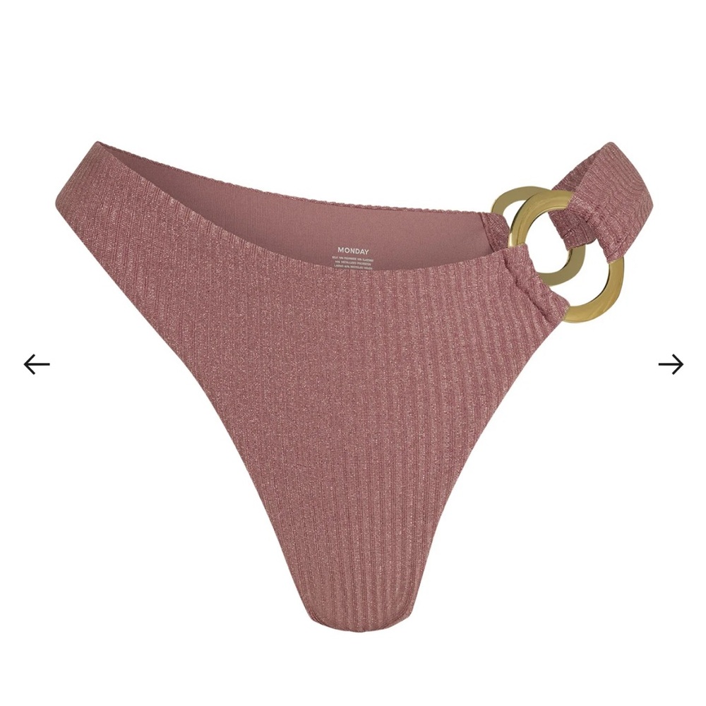 NWT Monday Swimwear Bronte Bottom - Mauve Lurex Rib